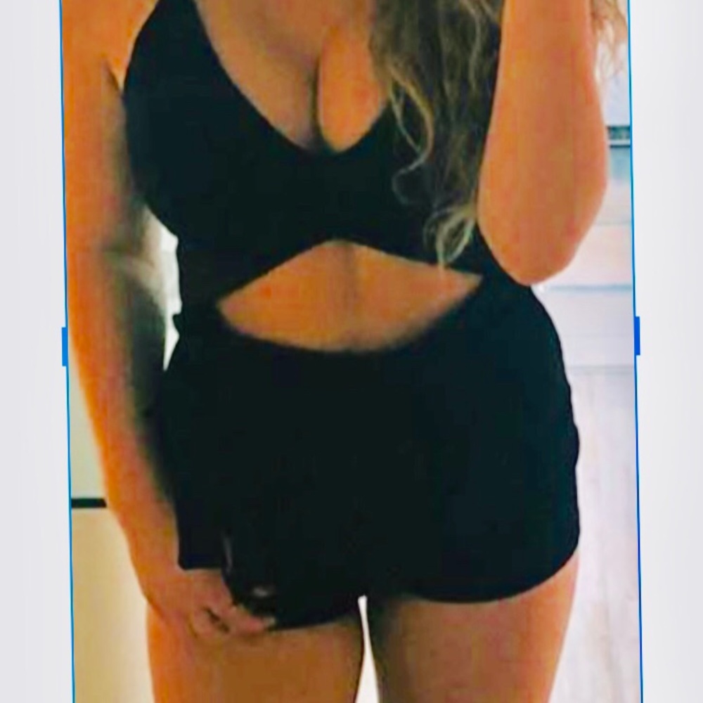 Black Sexy Romper With Stomach Opening
